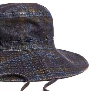 NWOT Free People Rahi Ghost Cord Plaid Bucket Hat Adjustable O/S